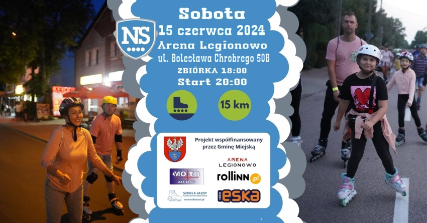 palakt informujący o drugim przejazd Night Skating Legionowo