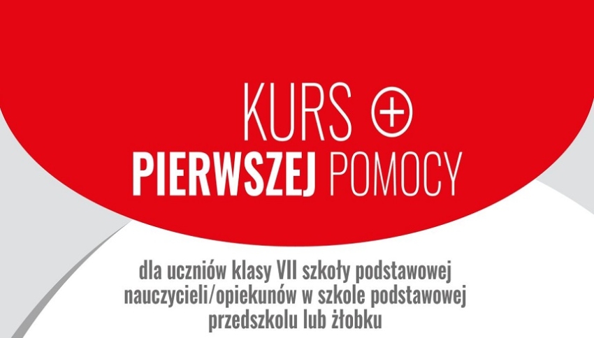 Napis: Kurs Pierwszej pomocy