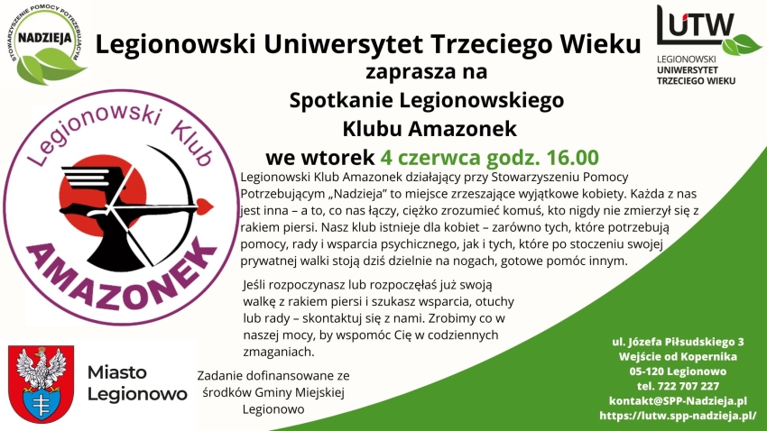 Plakat informujący o spotkaniach amazonek.