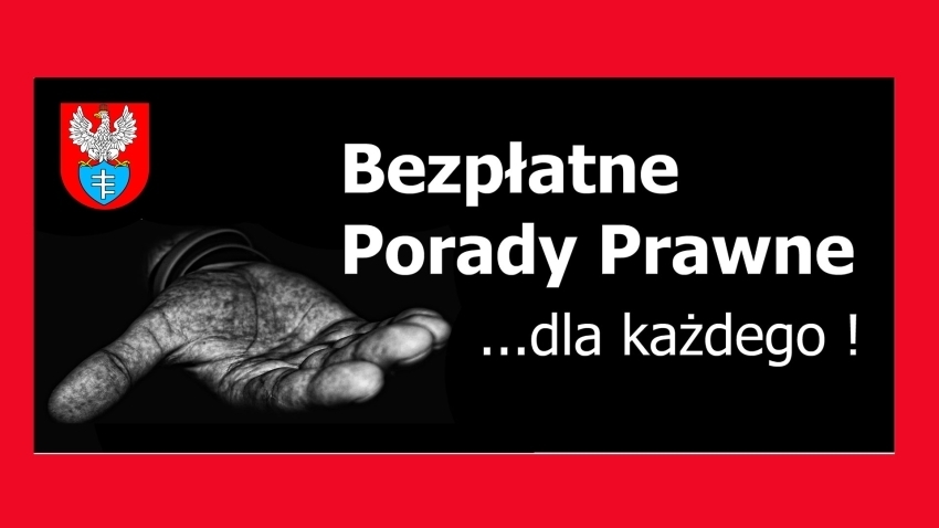 Napis: Bezpłatne porady prawne dla każdego