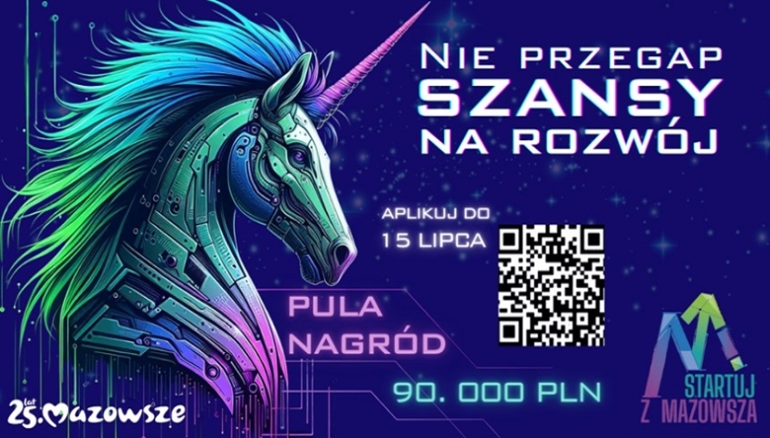 Plakat informujący o konkursie dla startupów