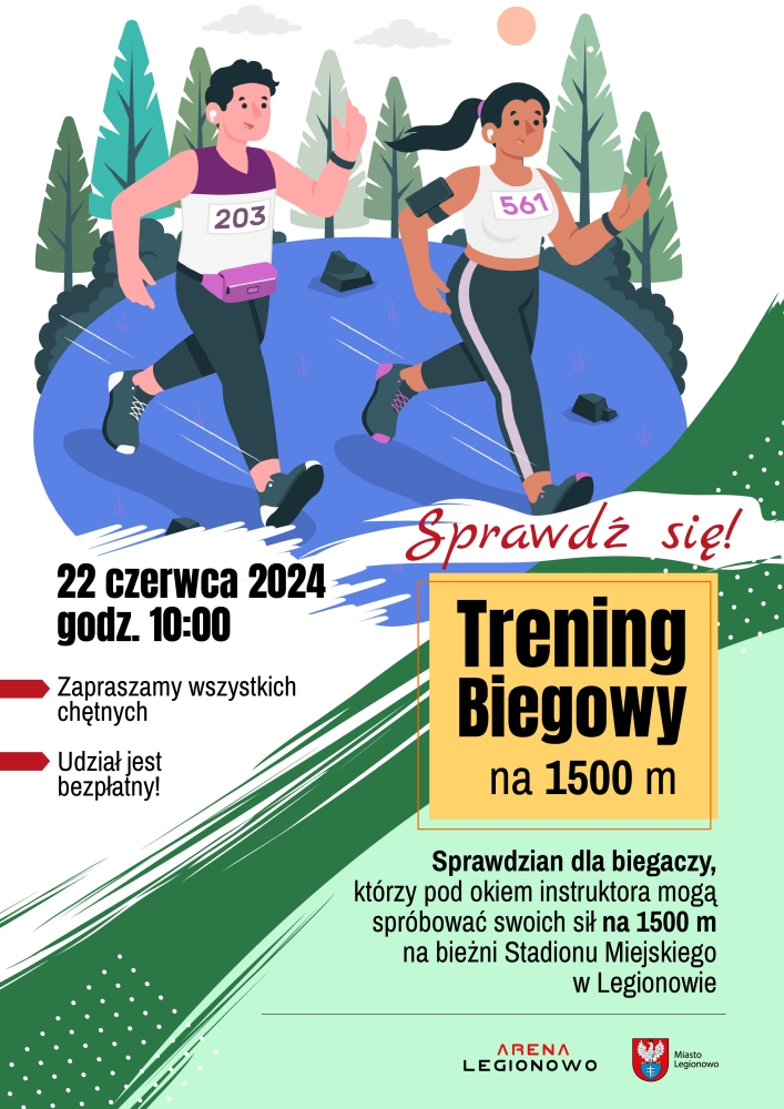 Plakat informujący o otwartym treningu biegowym