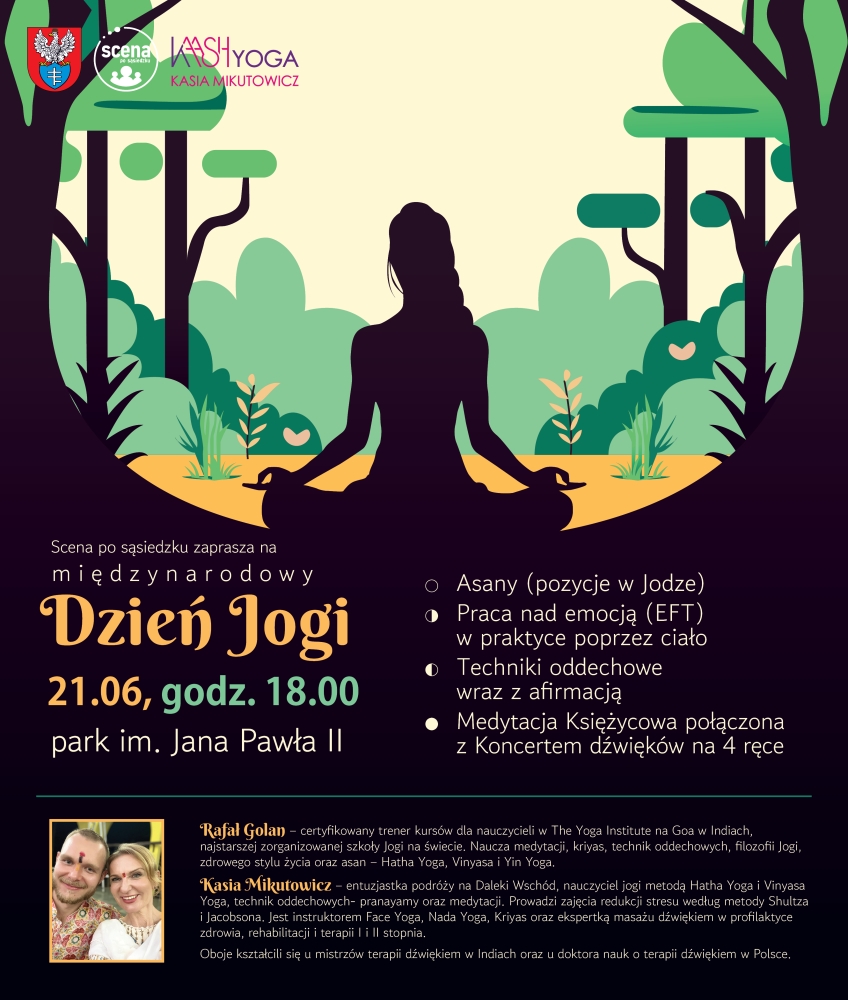 Plakat informujacy o międzynarodowym dniu jogi
