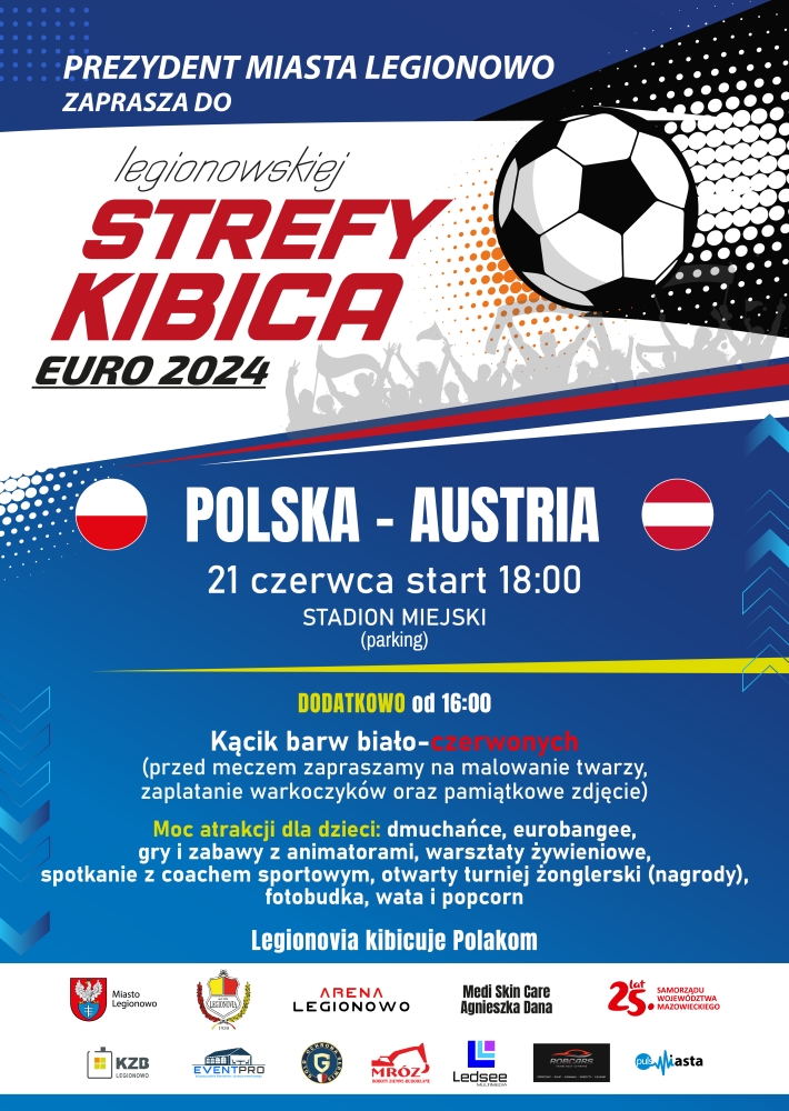 Plakat informujący o legionowskiej strefie kibica