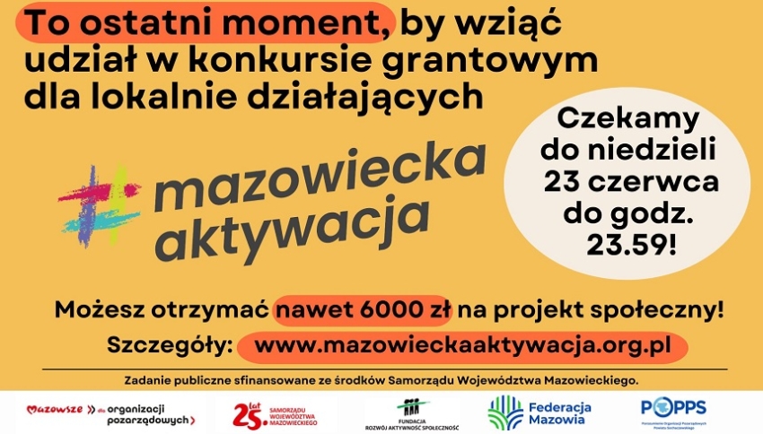 Plakat informujący o programie grantowym