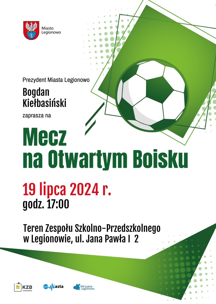 Plakat informujący o meczu na otwartym boisku