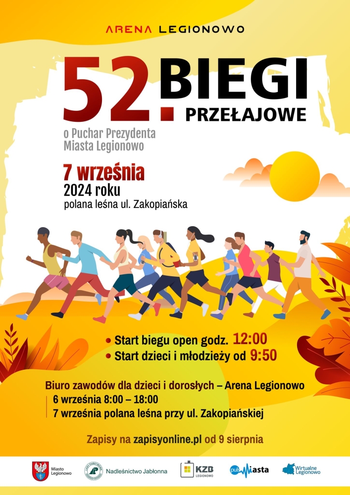Plakat informujący o 52. biegach przełajowych