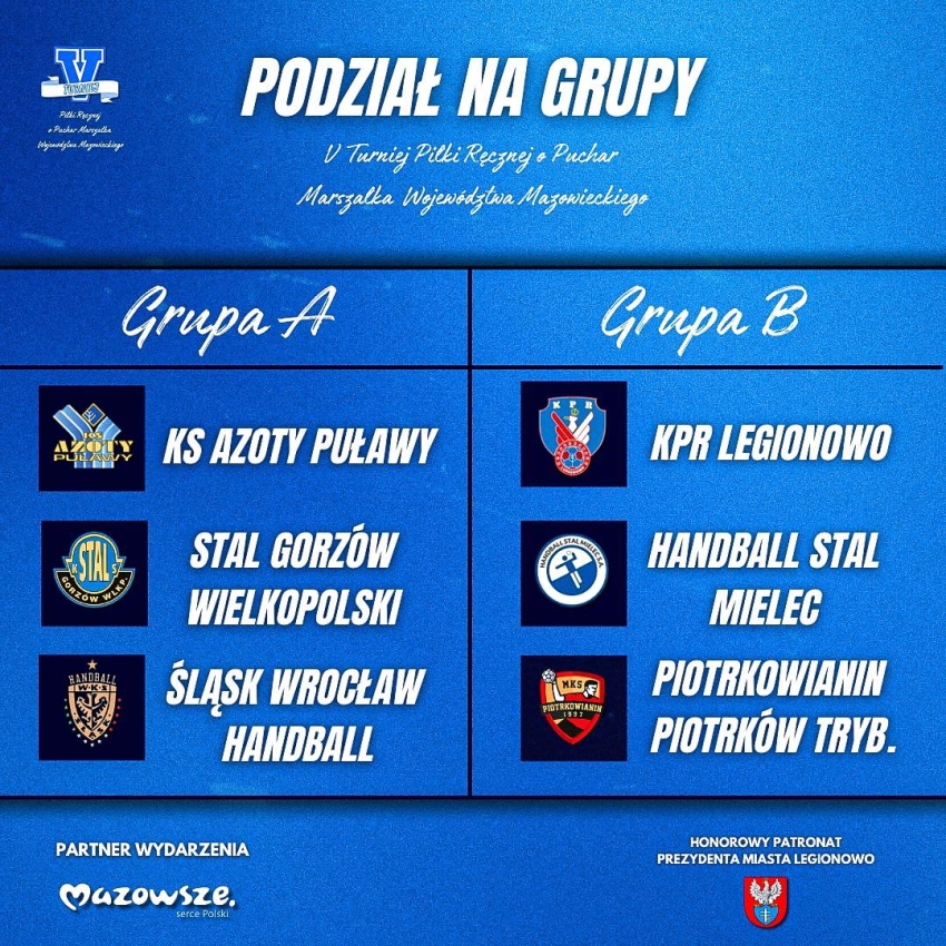 Plakat informujący o V Turnieju Piłki Ręcznej o Puchar Marszałka Województwa Mazowieckiego