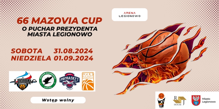 Plakat informujący o 66. edycji Mazovia Cup o Puchar Prezydenta Miasta Legionowo
