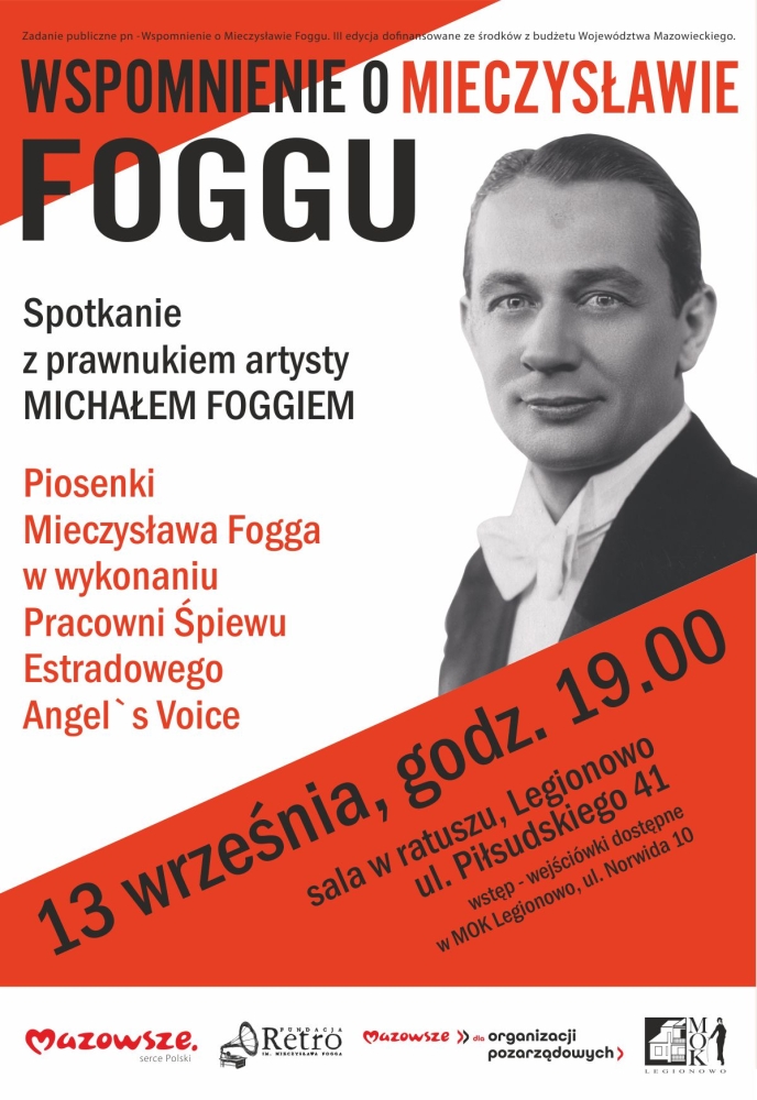 Plakat informujący o spatkaniu Wspomnienie o Mieczysławie Foggu