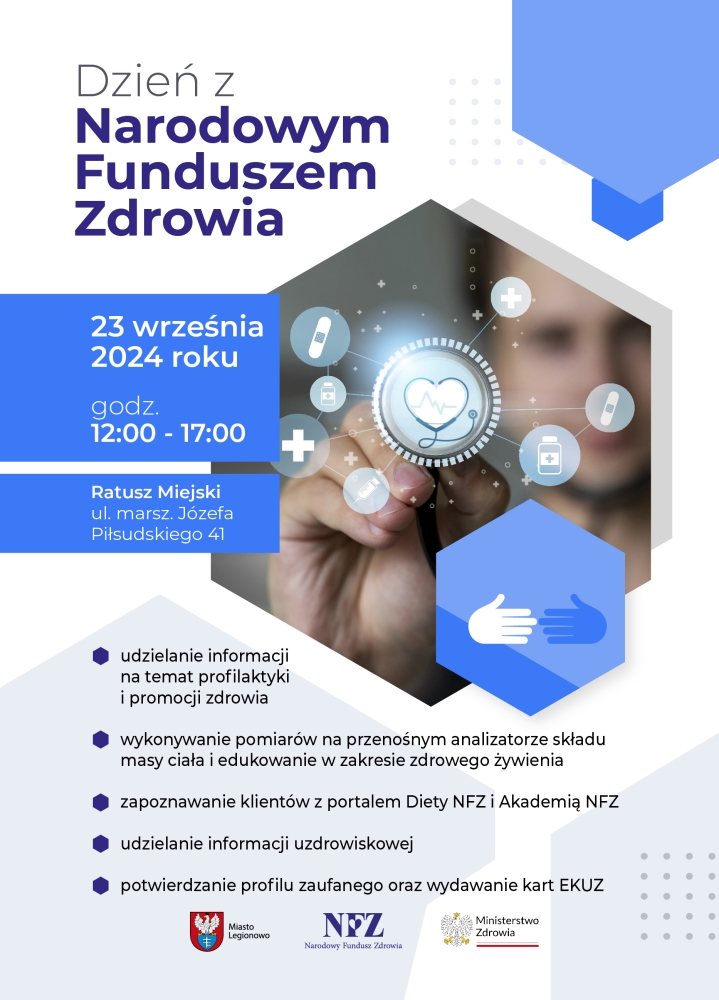 Plakat informujący o dniu z Narodowym Funduszem Zdrowia