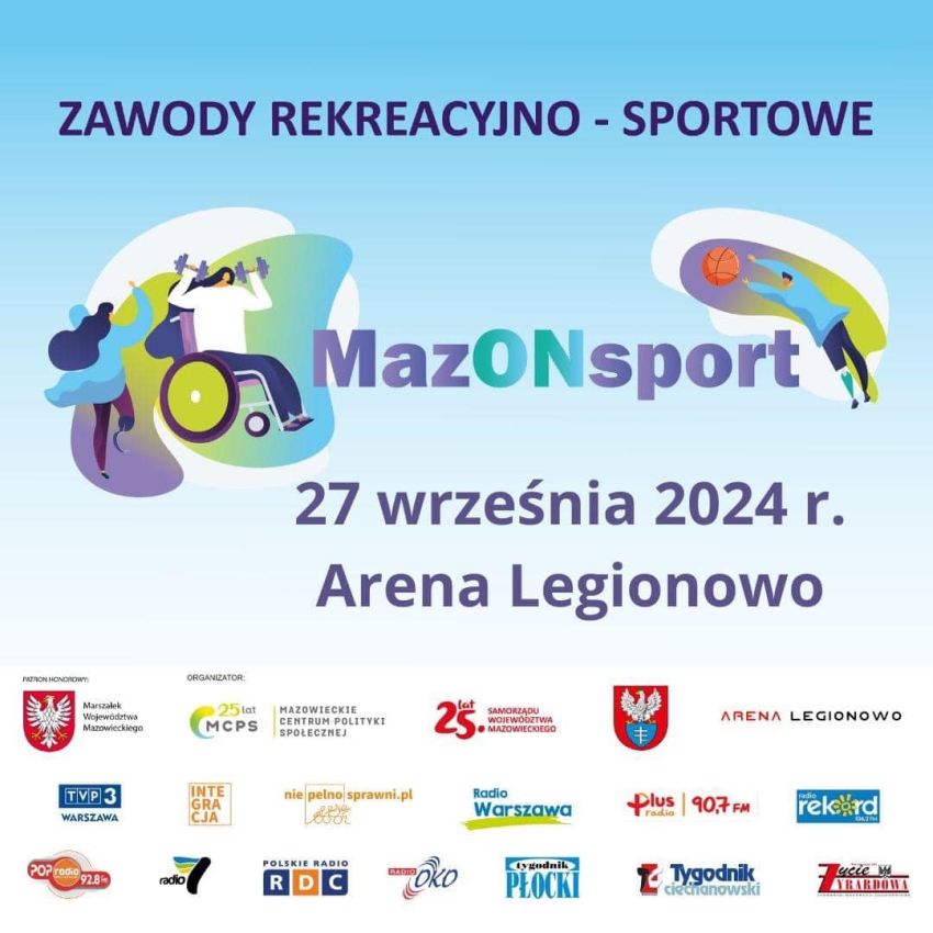 plakat informujący o zawodach sportowach dla osób z niepełnosprawnościami