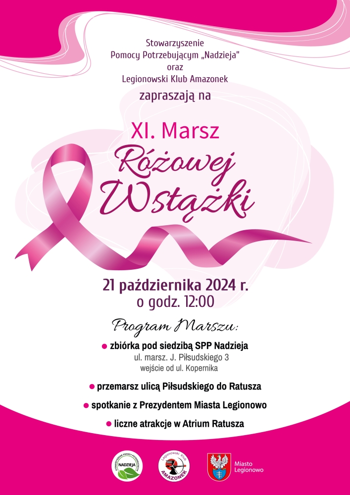 Plakt informujący o Marszu Różowej Wstążki