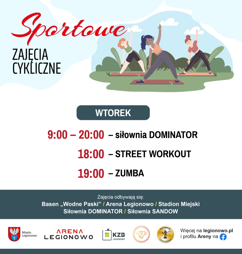 Grafika informująca o zajęciach w ramach Sportowe zajęcia cykliczne