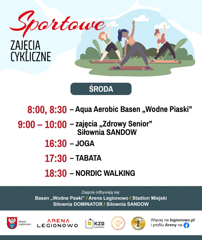 Grafika informująca o zajęciach w ramach Sportowe zajęcia cykliczne