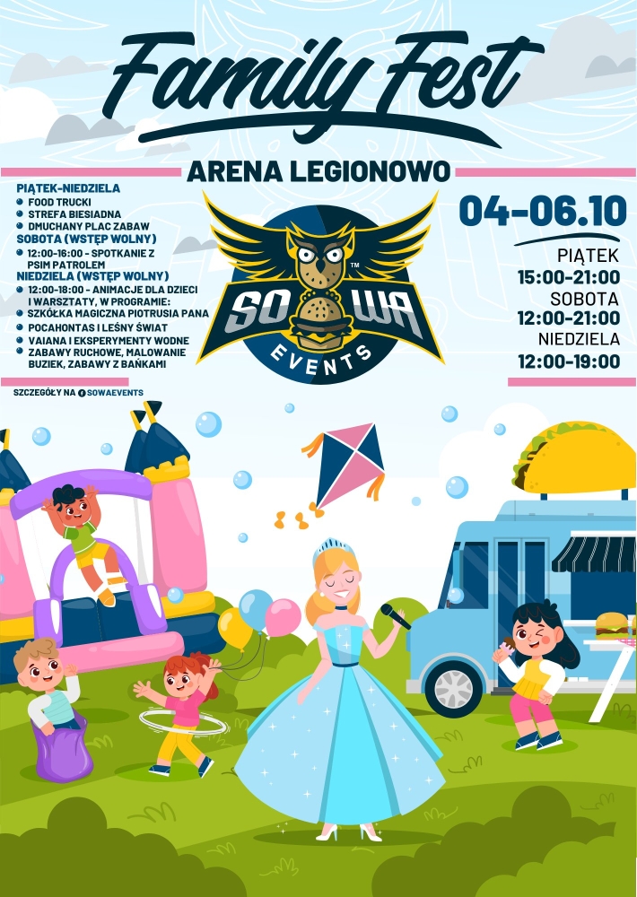 Plakat informujący o family fest - festiwal smaku i zabawy