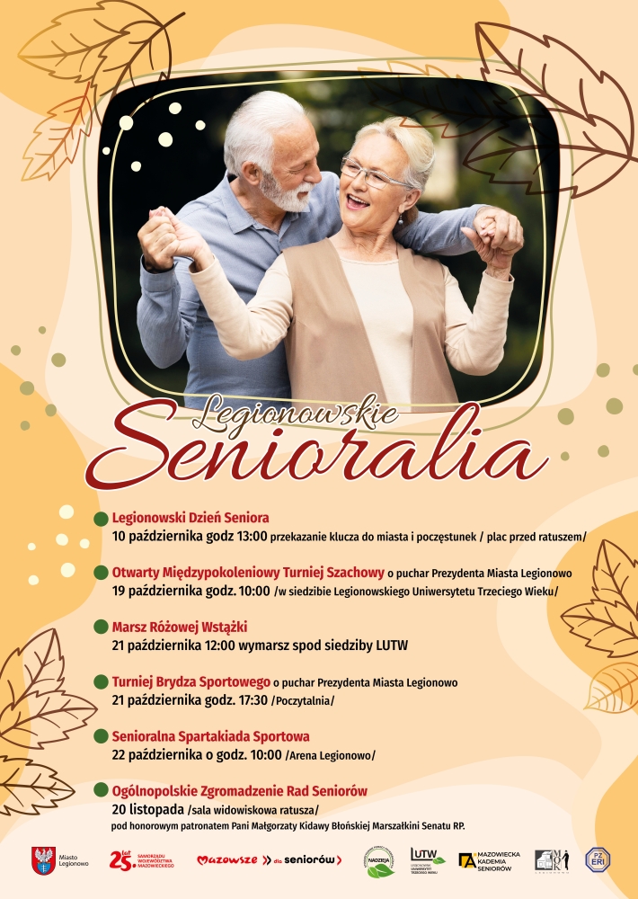 Plakat informujący o senioraliach w Legionowie.
