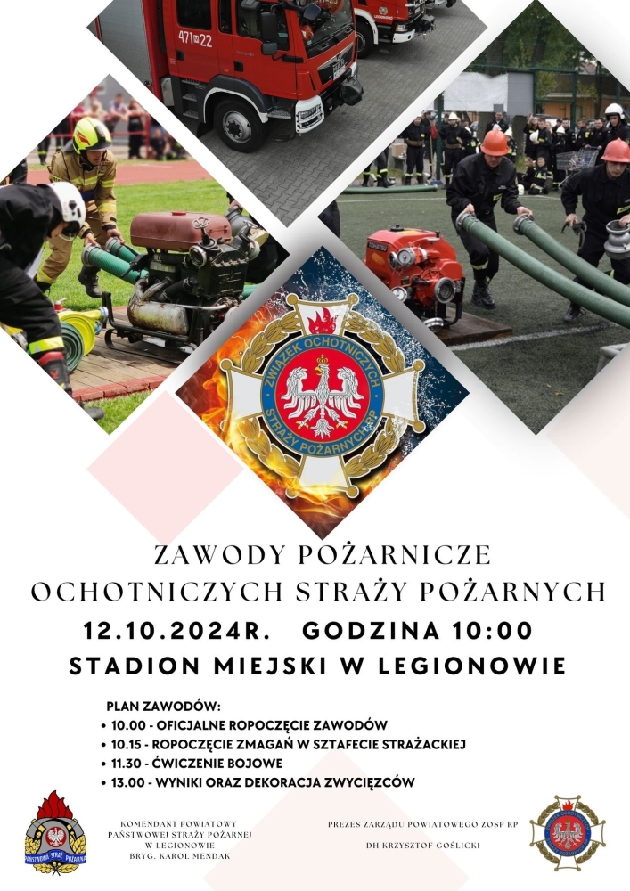 Plakat informujący o zawodach pożarniczych
