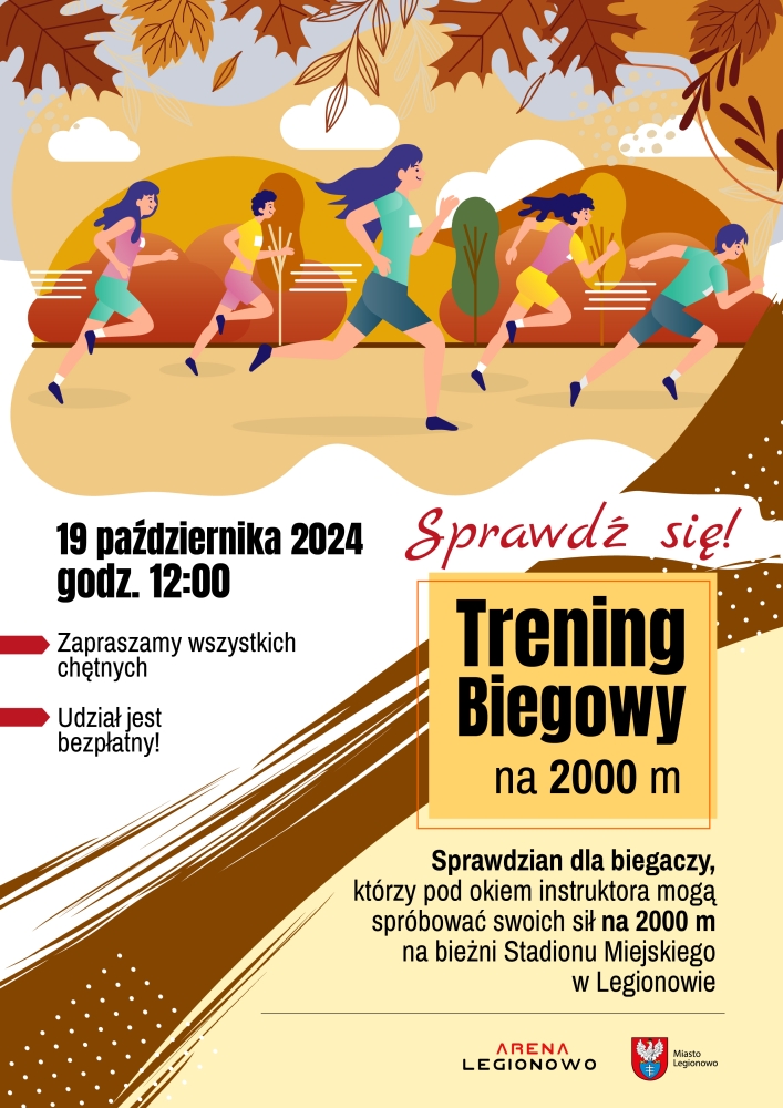 Plakat informujący o otwartym treningu biegowym