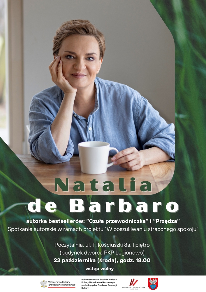 Plakat informujący o spotkaniu z  z Natalią de Barbarą
