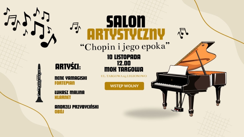 Plakat informujący o Salonie Artystycznym w MOK Targowa