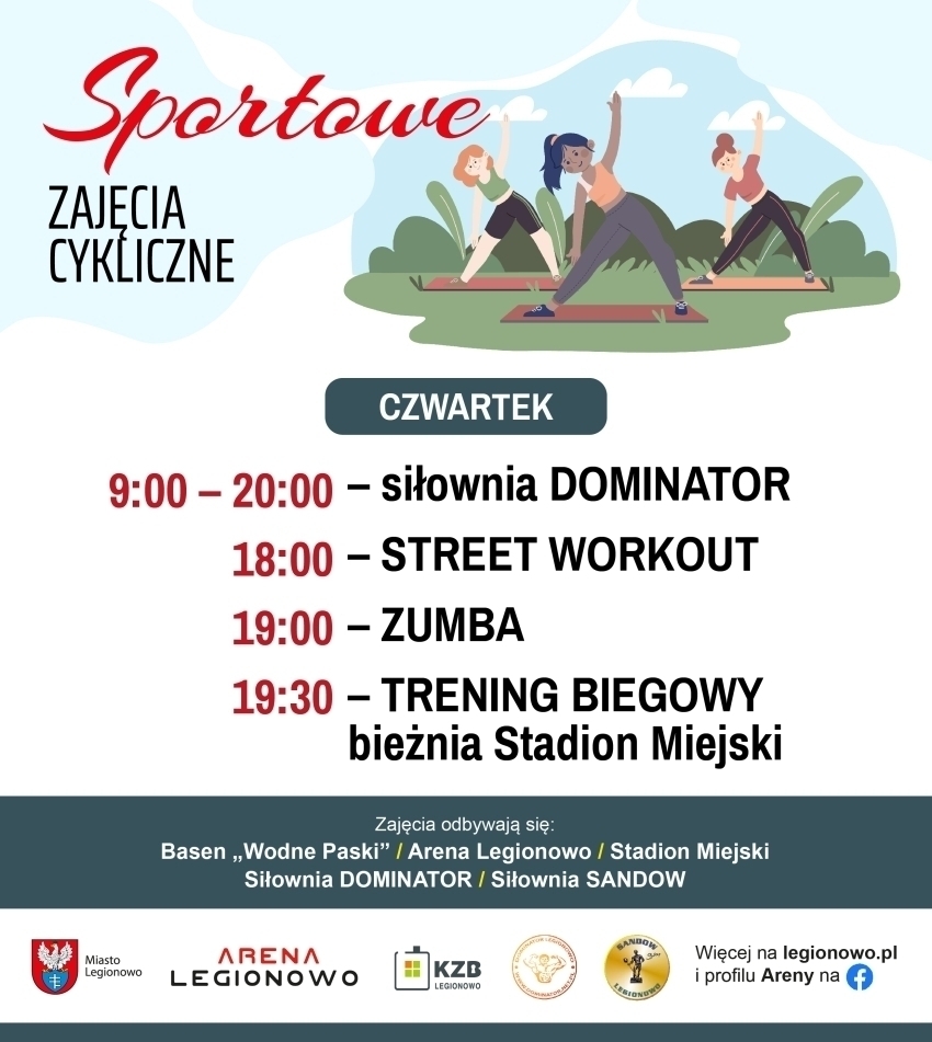 Grafika informująca o zajęciach w ramach Sportowe zajęcia cykliczne