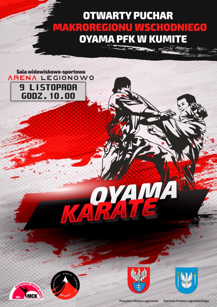 Plakat informujący o zawodach kumite