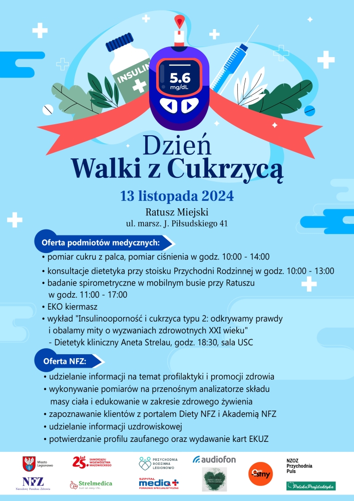 Plakat informujący o dniu walki z cukrzycą.