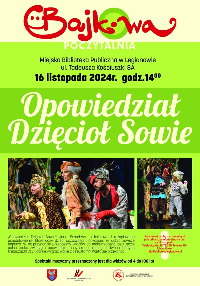 Plakat informujacy o bajkowej poczytalni
