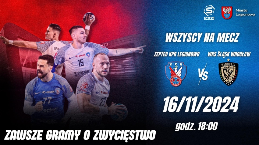 Plakat informujący o meczu piłki ręcznej