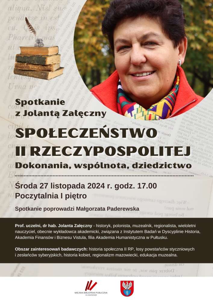 Plakat informujący o spotkaniu z Jolantą Załęczny