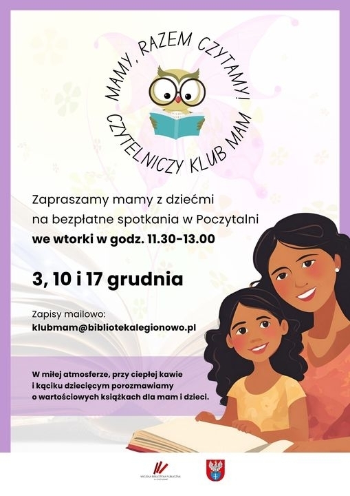 Plakat informujący o spotkaniach klubu mam