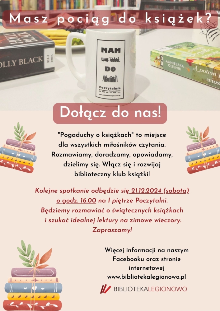 Plakat informujący o spotkaniu pogaduchy o książkach
