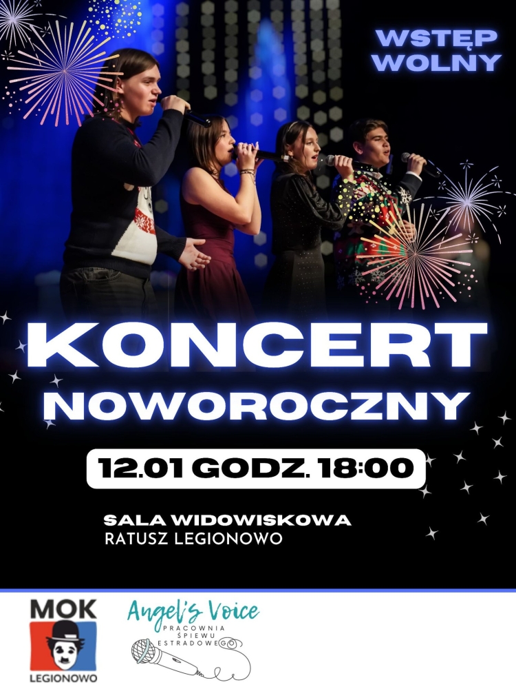 Grafika informująca o koncercie noworocznym