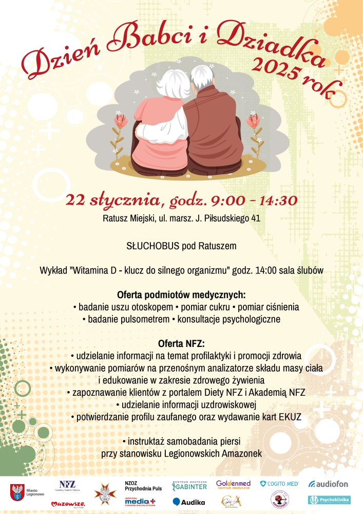 Plakat promujący Dzień Babci i Dziadka w Legionowie