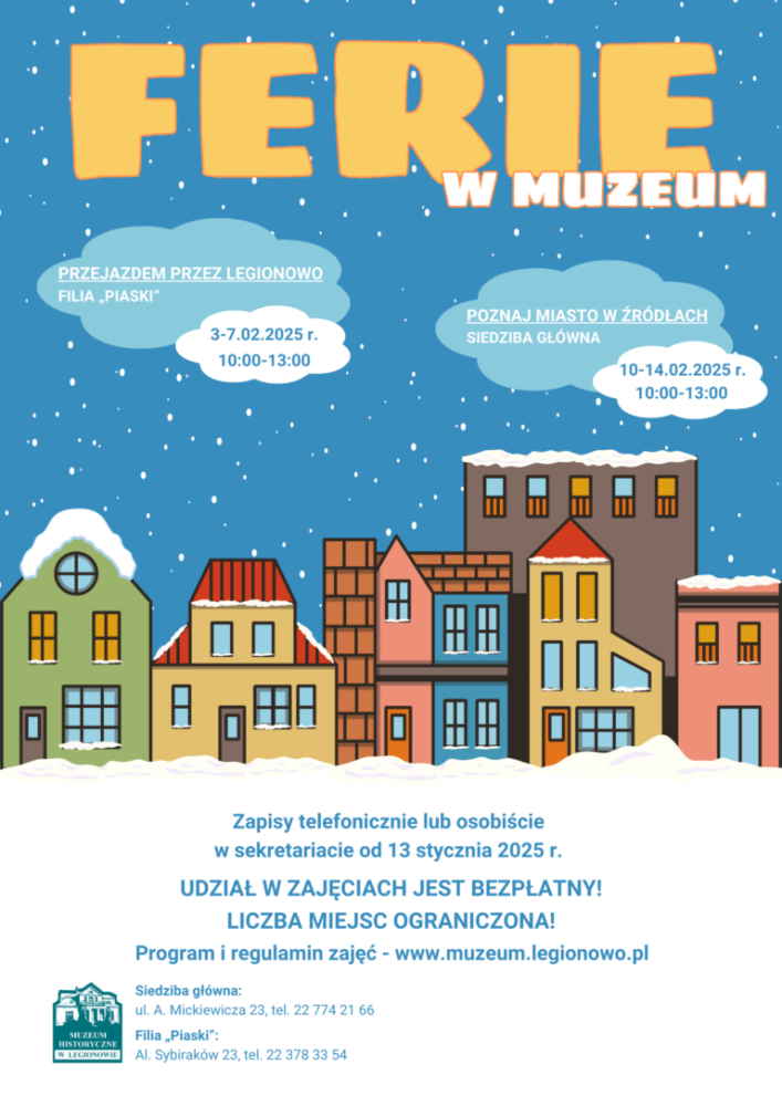 Grafika informująca o feriach w muzeum