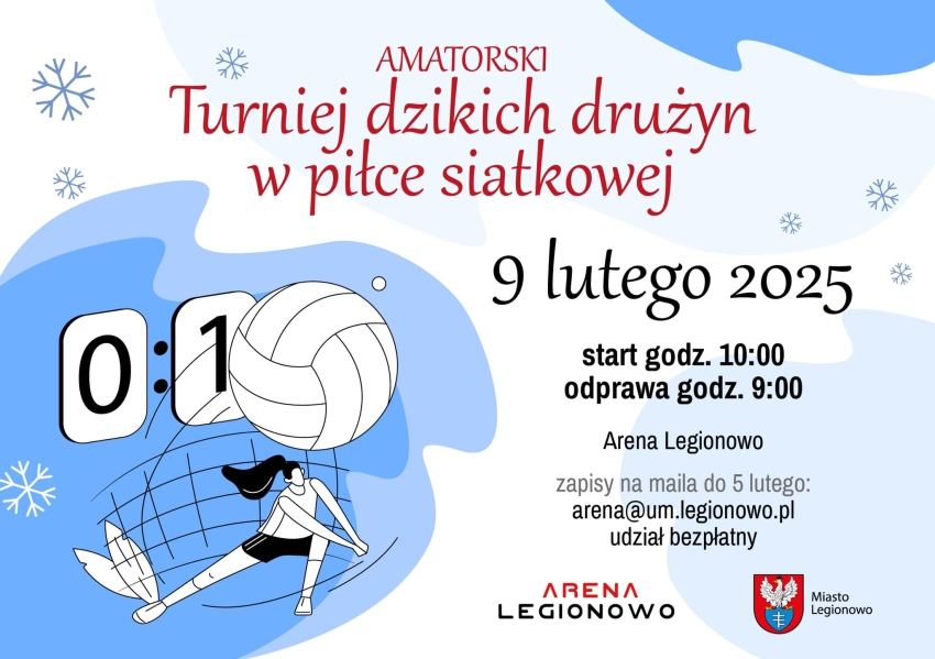 Plakat informujący o turnieju siatkówki