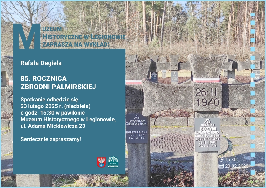 Plakat informujący o wykładzie: „85. rocznica Zbrodni Palmirskiej”