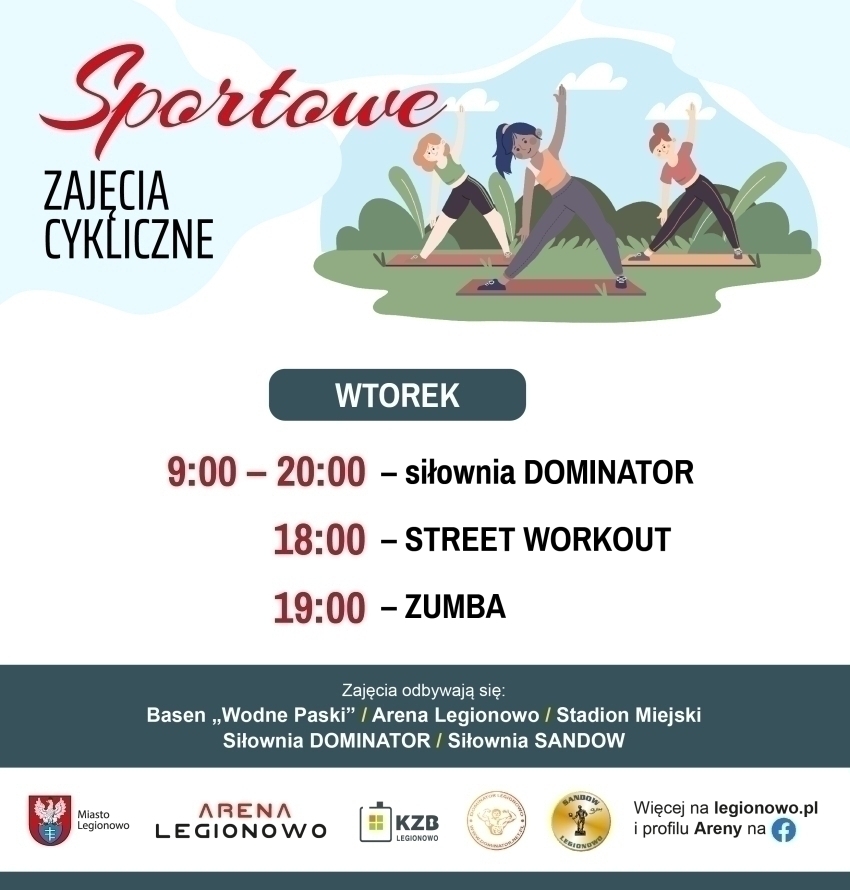 Grafika informująca o zajęciach w ramach Sportowe zajęcia cykliczne