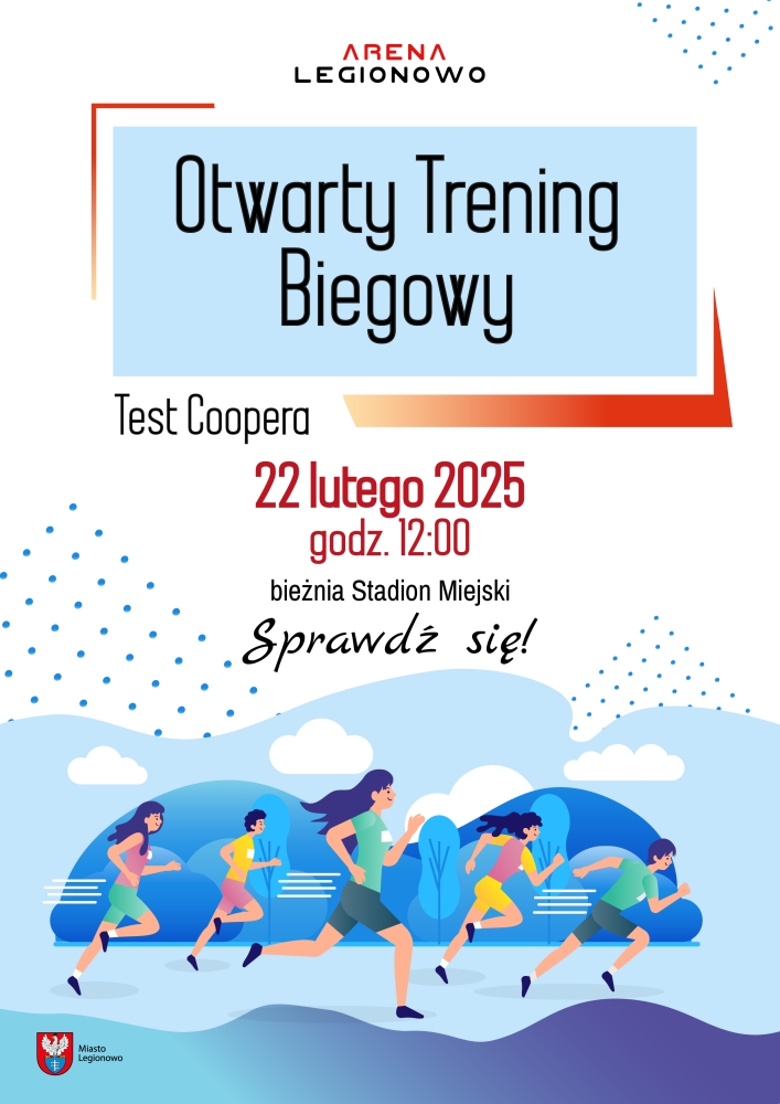 Plakat informujący o otwartym treningu biegowym