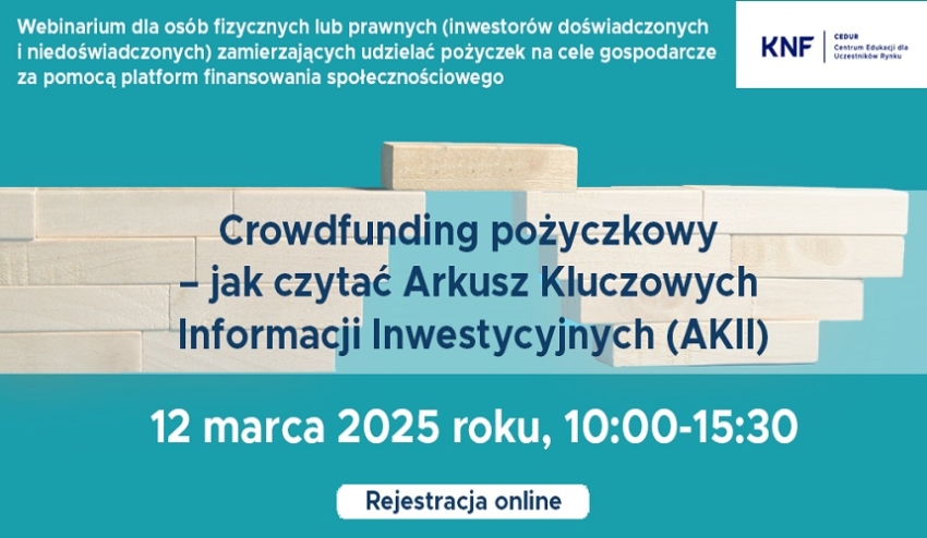 Grafika informująca o webinarium CEDUR dla inwestorów