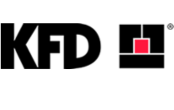 logo KFD: duże czarne litery