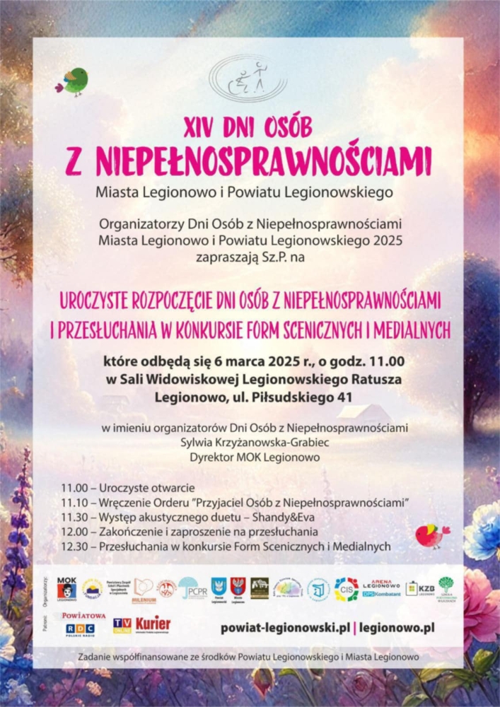 Plakat informujący o uroczystym otwarciu XIII Dni Osób z Niepełnosprawnościami