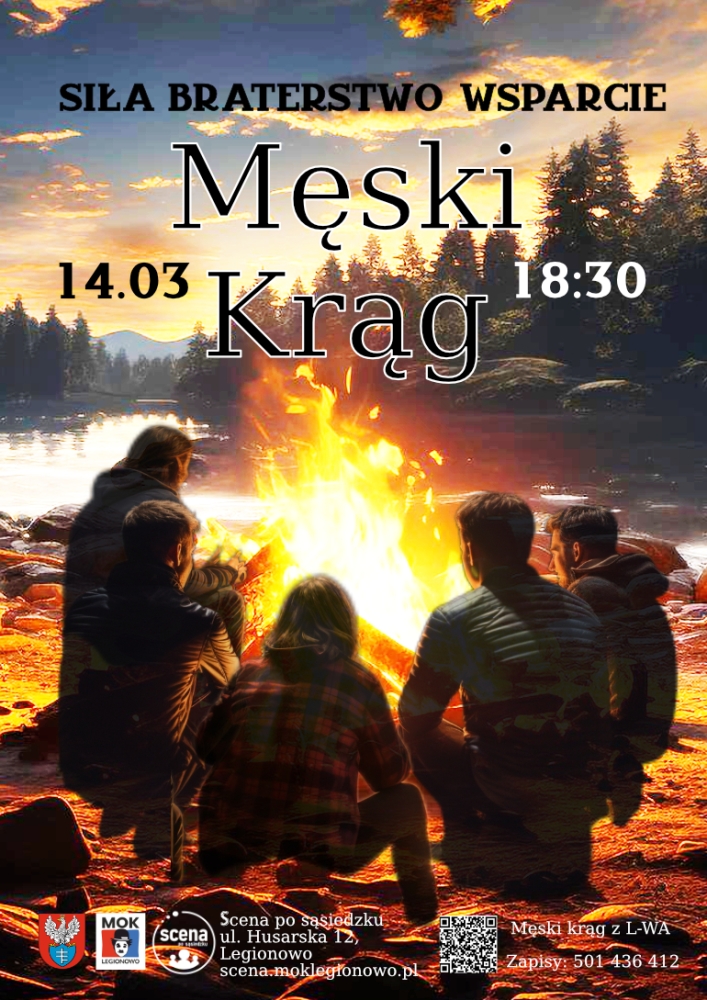 Grafika informująca o spotkaniach męskiego kręgu