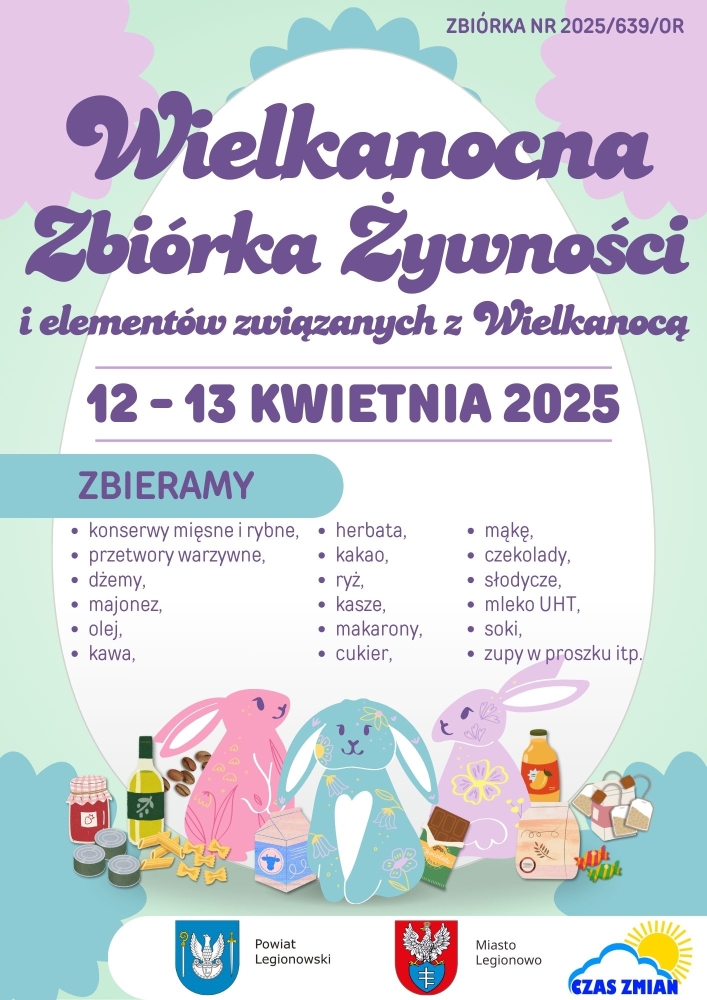 Plakat informujący o świątecznej zbiórce żywności w Legionowie