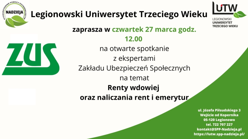 Grafika inforomująca o  otwartym spotkaniu z ekspertami ZUS