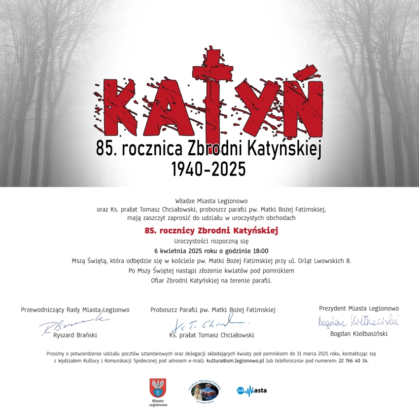 Plakat informujący o 85. Rocznicy Zbrodni Katyńskiej