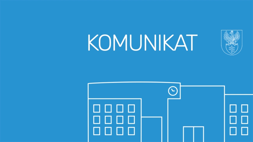 biały napis komunikat na niebieskim tle