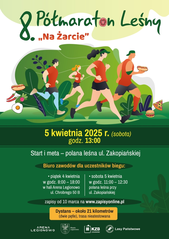 Plakat promujący 8. Półmaraton Leśny 'na Żarcie'