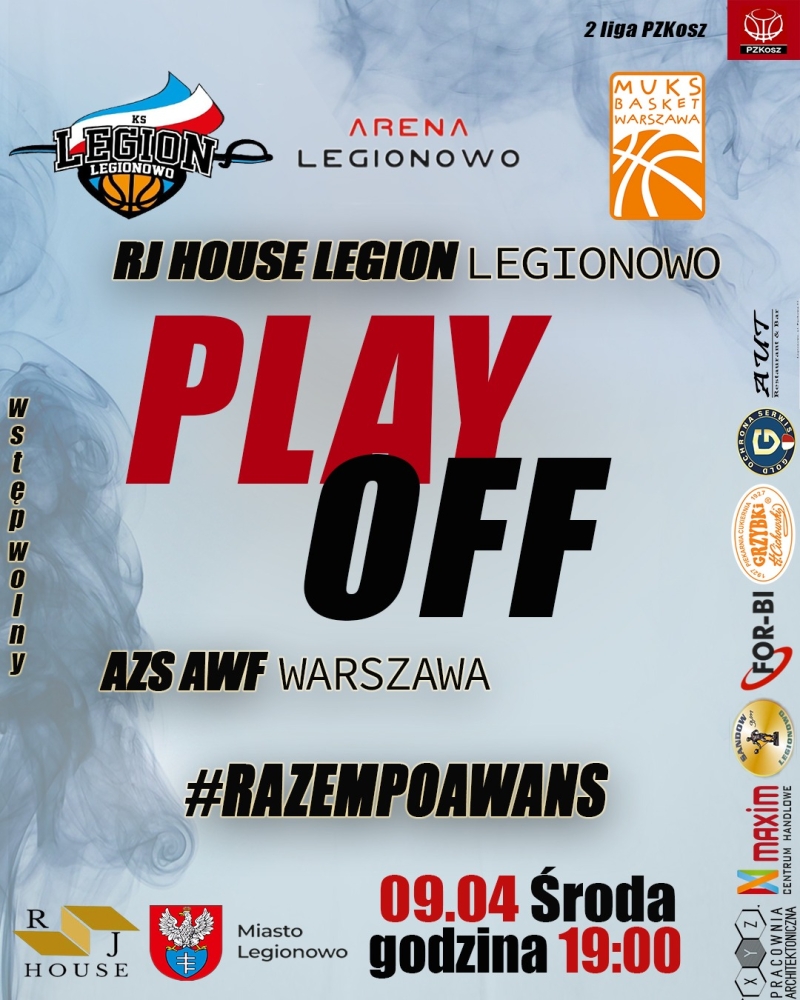 mecz rewanżowy 1 rundy Playoff 2LM PZKOSZ RJ House Legion Legionowo - AZS AWF Warszawa